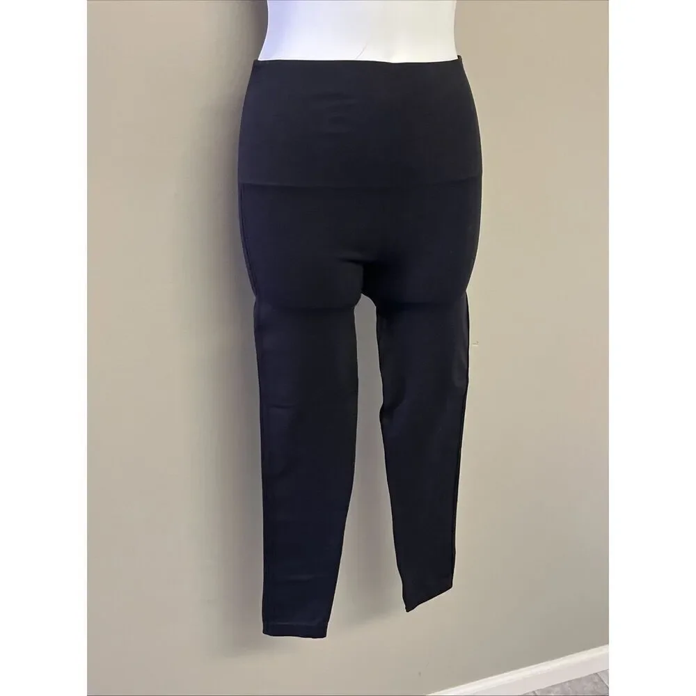 SPANX Women’s Solid Black High Rise Pull-on Textured Cropped Leggings- Medium